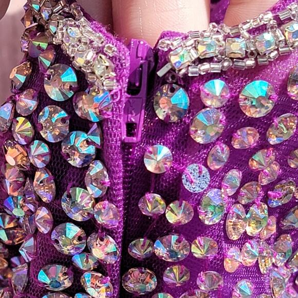 NWOT Vienna Prom Purple Rhinestone Bodice & Taffeta A-Line Skirt 2 PC Gown - Picture 9 of 11